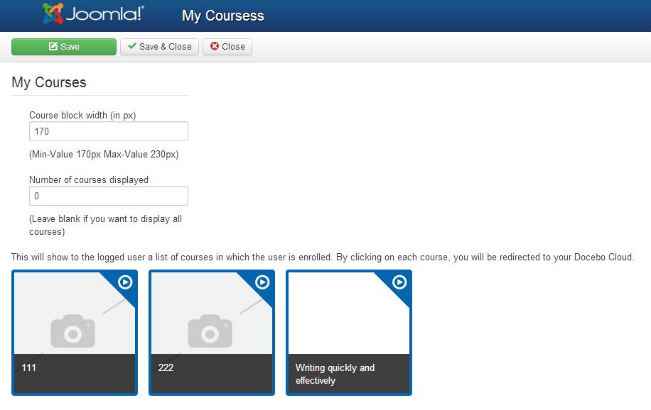 You can edit the boxes dimension (approximately between 170 and 230 pixels) and the number of courses you would like to view.