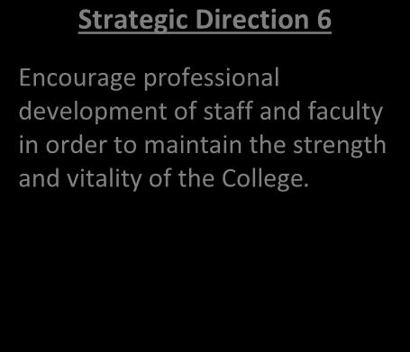 Strategic Direction 4 Continue to develop and improve technology, facilities and campus infrastructure that can serve as the foundations for