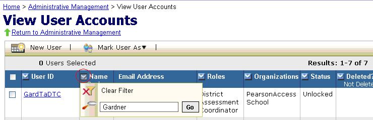 The organization is the school or district name. To assign a district user, click the box next to the district name.