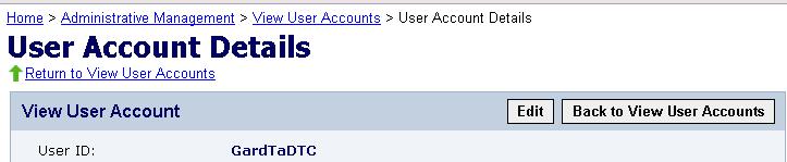 2. If the role needs to be modified, click the User ID to see the User Account Details screen. 3. Click the Edit button.