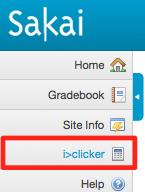 Directions for STUDENTS to register their i>clicker remotes in Sakai: 1. Log into Sakai and select your course. 2. Click i>clicker in the left navigation list.