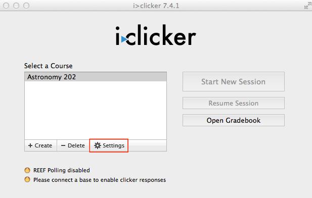 Settings button on the i>clicker 7 