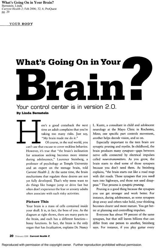 What s Going On in Your Brain? Created by Expeditionary Learning, on behalf of Public Consulting Group, Inc.