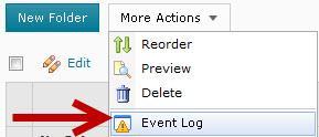 From the Dropbox Folder Page, click the More Actions button (see Figure 20). Figure 20 - More Actions 2. The drop-down menu for More Actions appears. Click Event Log (see Figure 21).