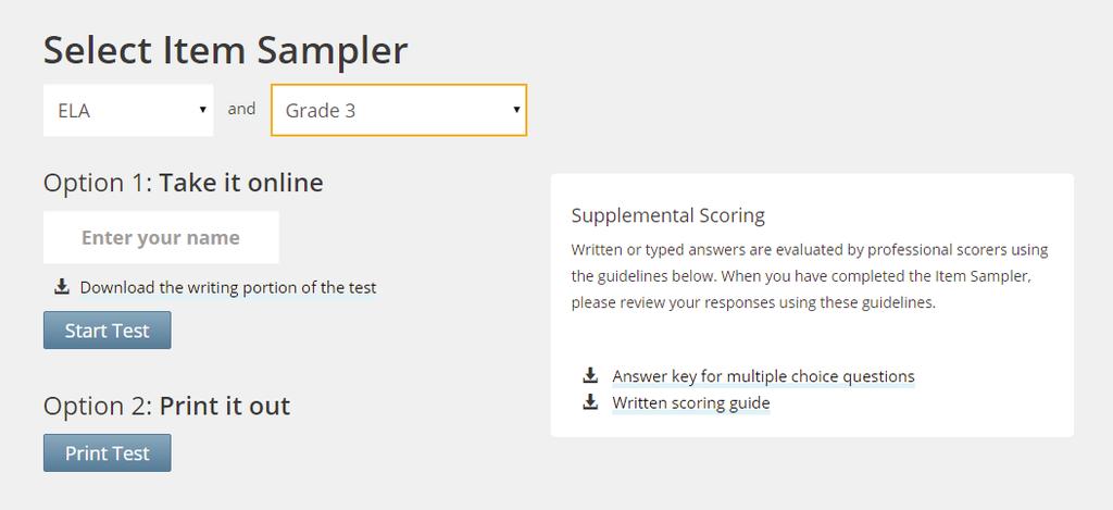 e r e A Select screen will appear to allow students with testing accommodations to practice with those accommodations.