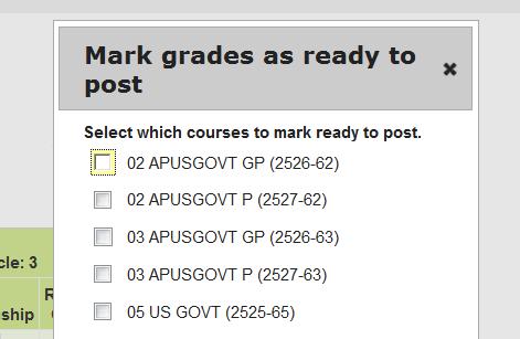 courses to mark grades Ready to Post.