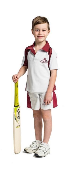 Cricket & Tennis White & Maroon shirt White sports shorts Tracksuit jacket and pants (Y4-8) Fleece / tracksuit pants (Y1-3) White ankle socks Sports shoes Black sunhat or black cap or cricket sunhat