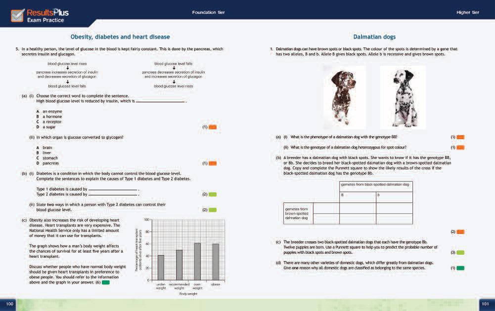 GCSE Science Student Book Exam Practice spreads, for