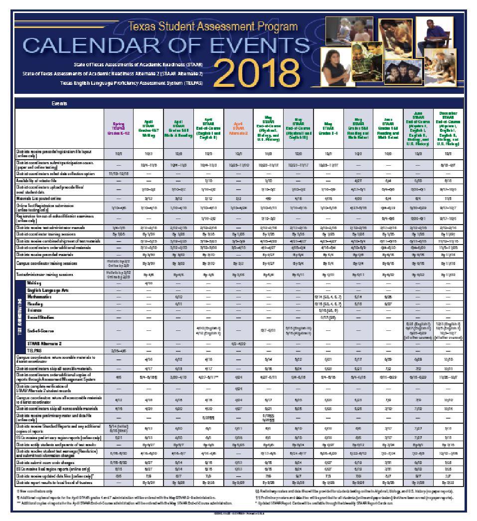 2018 Calendar of Events Manuals and Resources Posted online at The 2018 District and Campus