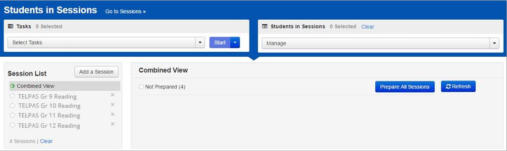 If your session is not in the Session List, click the Add a Session button, enter the search criteria,