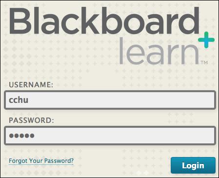 LOGGING IN The first step is to log in to Blackboard Learn. Your school provides the URL, username, and password.