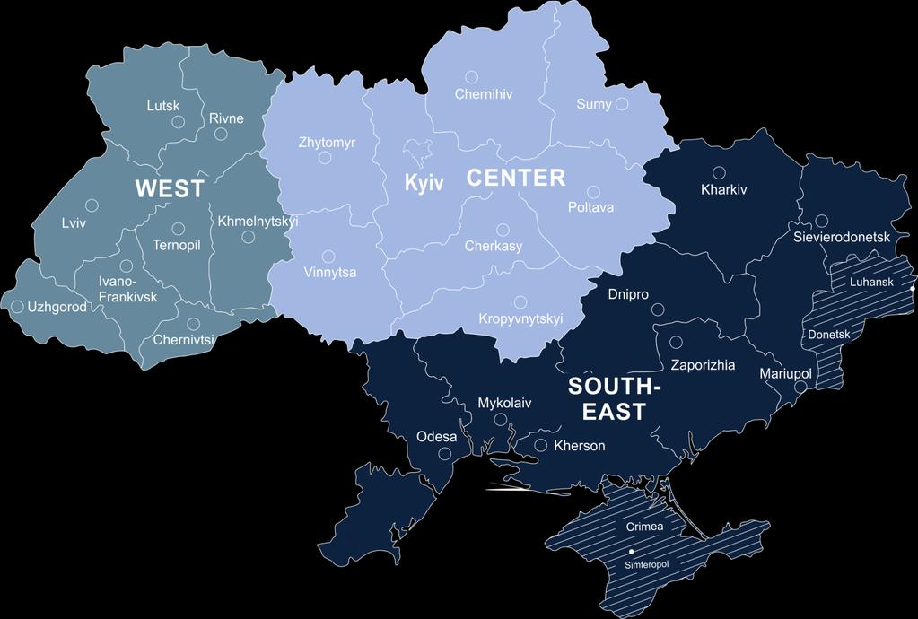 Geographical Key *Due to the Russian occupation of Crimea and ongoing conflict in eastern Ukraine, citizens