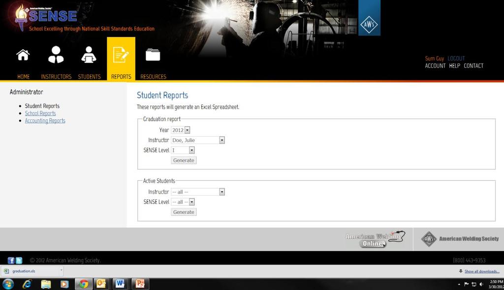 Administrator s Reports Tab How do I add run a report? 1) Select the Reports Tab. 2) Select the type of report on the left hand column.