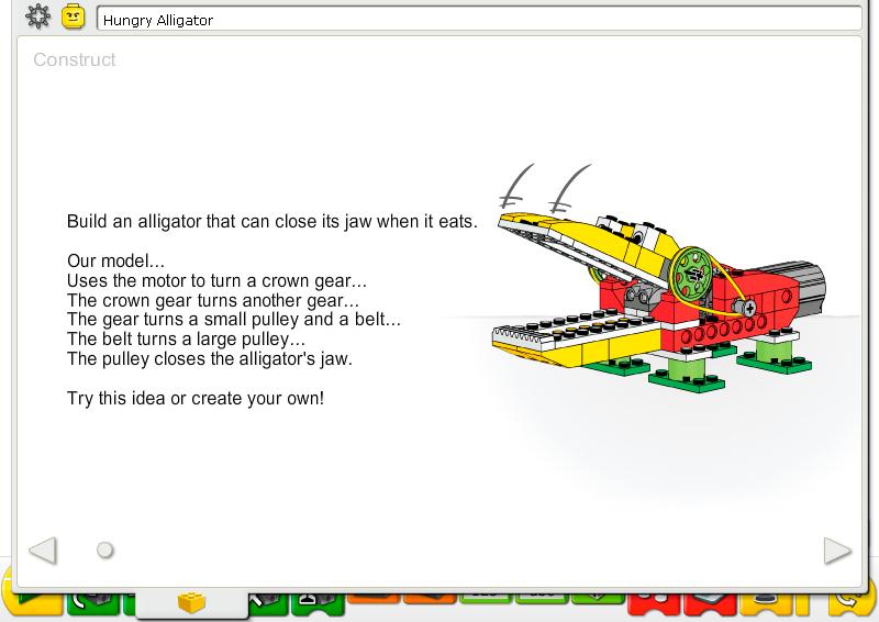 4. Hungry Alligator Teacher Notes Construct Build the model following step-by-step instructions or create your own alligator. If you create your own, you may need to change the example program.