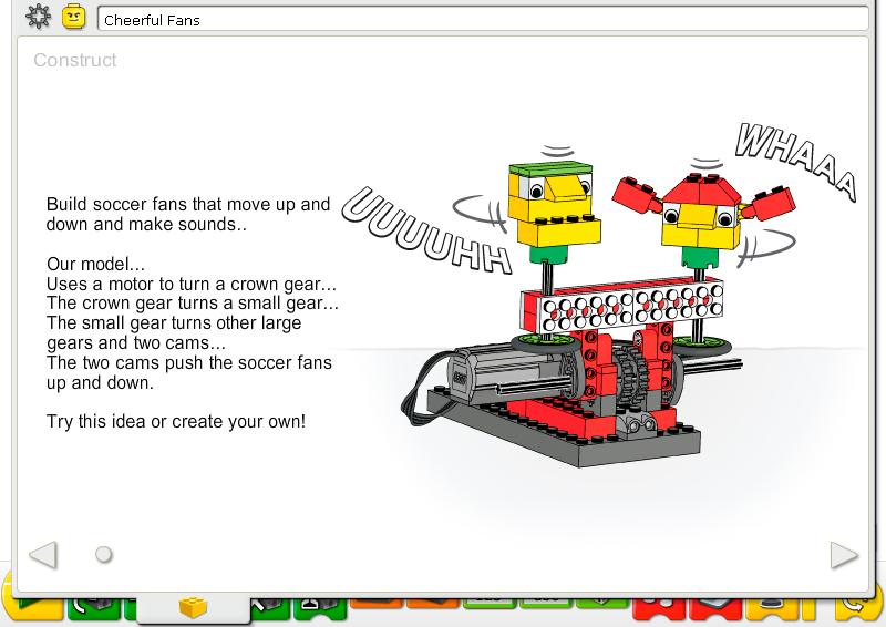 9. Cheerful Fans Teacher Notes Construct Build the model following step-by-step instructions or create your own cheerful fans. If you create your own, you may need to change the example program.