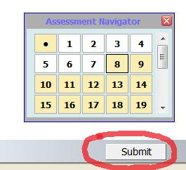 At the bottom of the screen you will see two buttons: Next Question and Assessment Navigator. You need to click on the Next Question button to start the test.