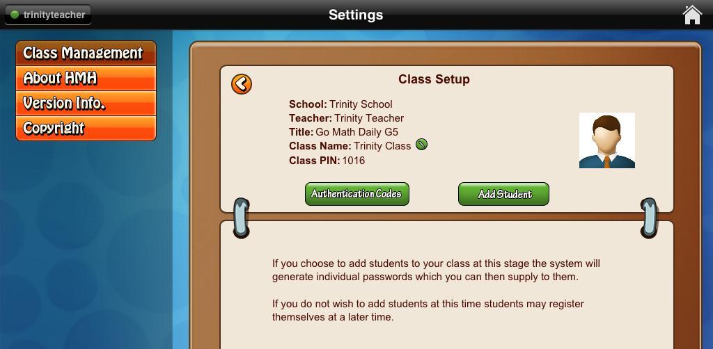 Add Students to a Class 1. On the Class setup screen, tap Add Student. 2. Type the First Name and Last Name for the student, and then tap Submit.