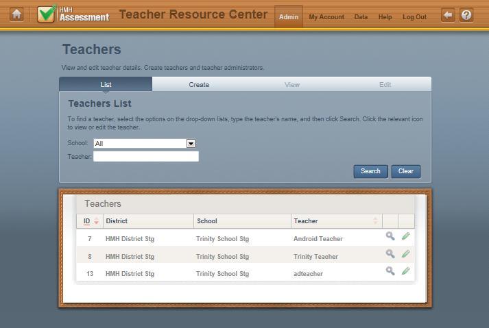 Teachers On the Teachers page, you can search for, list, create, view, and edit teacher records.