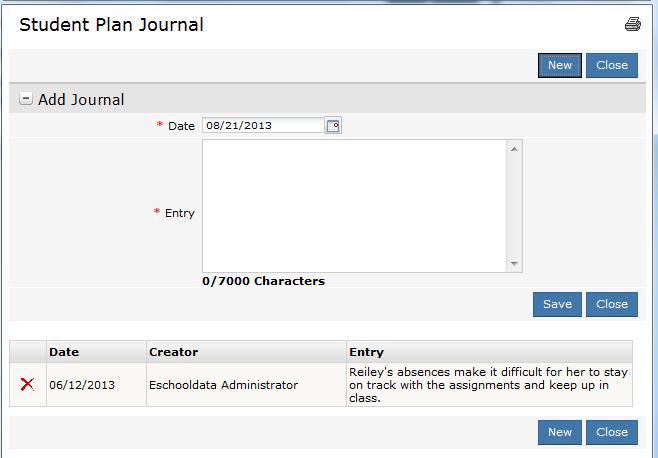 Click the radio button next to the desired student s AIS Plan, then click Journal.