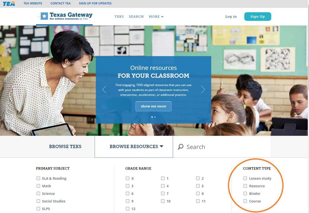 Texas Gateway Gateway content is searchable by TEKS, keyword, subject, grade, and audience; open and available to all Texas educators, parents, and students; and shareable.