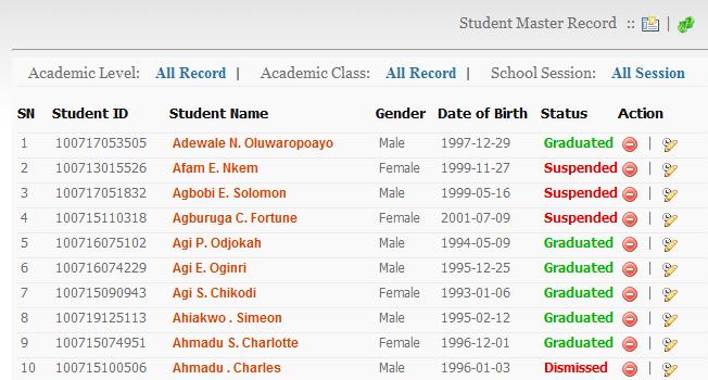 Comprehensive Online Database of all students Search Student