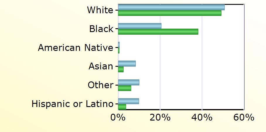 Virginia White 2,471 13,330 Black 1,001 10,339 American Native 28 130 Asian 404 667 Other 486 1,667 Hispanic or Latino 479 992