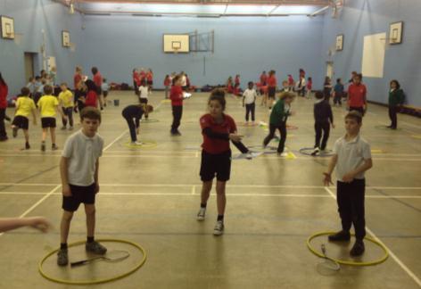 Sixty six year 3 and 4 pupils came to Prospect for an afternoon of badminton based