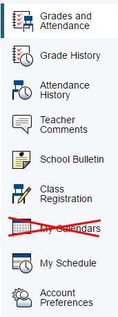 STUDENT LANDING PAGE NAVIGATION BAR FIELD DESCRIPTION Click to view grades and attendance for