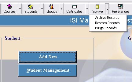 The Management System Archive feature offers three functions: 1) Archive allows administrators to move Student enrollment and history records into an archive where they are not visible in the ISI