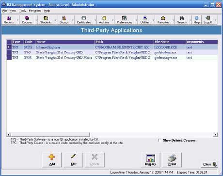 There are two categories of Third Party Software: 1) Third Party Software (TPS) - This is a non- ISI application provided by
