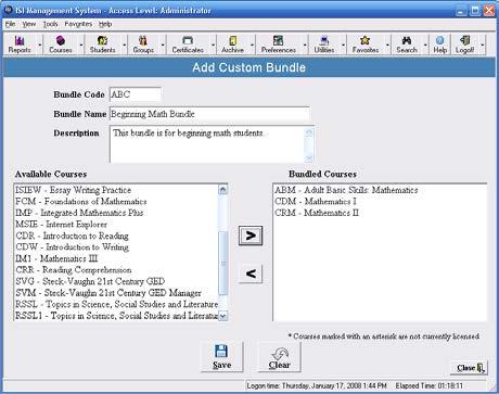 To delete a custom bundle, select the desired bundle from the Available Bundles column and click on Delete.