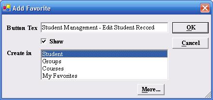 Select a category under Create in. For example, Edit Student Record belongs to the Student category.