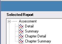 The Reports menu contains eight report types: 1) Assessment 2) Certificate 3) Cumulative 4)