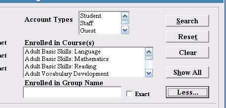 You may search for students and groups by entering Student IDs or Group IDs. A range of students/groups would be indicated by a dash (e.g., 1-25 represents the first 25 students).