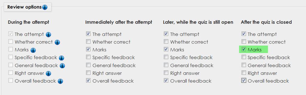 question settings. This setting only applies to questions that have multiple parts, such as multiple choice or matching questions.