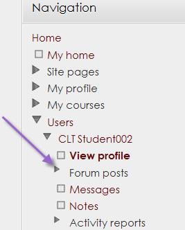 Clicking on the student s name will open the student s profile.