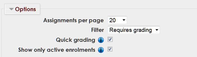 Quick Grading of Assignments Moodle provides Optional settings for grading assignments.