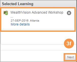 The class you selected now appears under Selected Learning. You can select as many other classes as you d like.