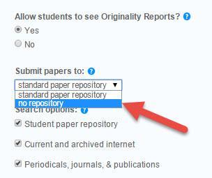 If you would like to allow students to submit a paper multiple times before the due date to check their originality reports and make improvements (to use Turnitin as a learning tool), click on yes to
