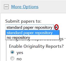 More Options Instructors can set several additional options for paper Activities before clicking Submit.