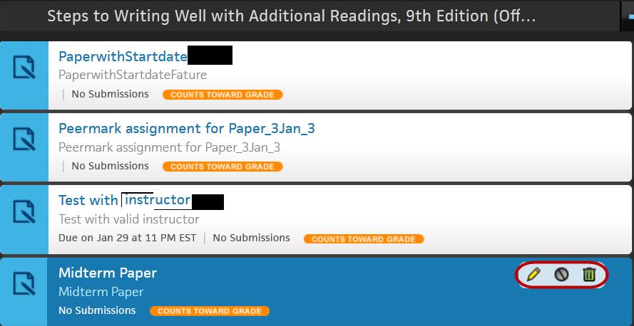 Editing and Deleting InSite Assignments Instructors can modify or remove existing activities from the Learning Path. Editing Activities Instructors can modify existing Activities on the Learning Path.