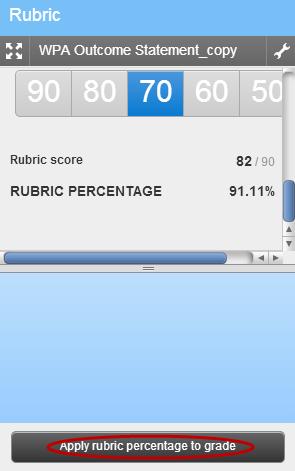 3 View the rubric score at the end. Click Apply rubric percentages to grade. Result: The rubric updates.