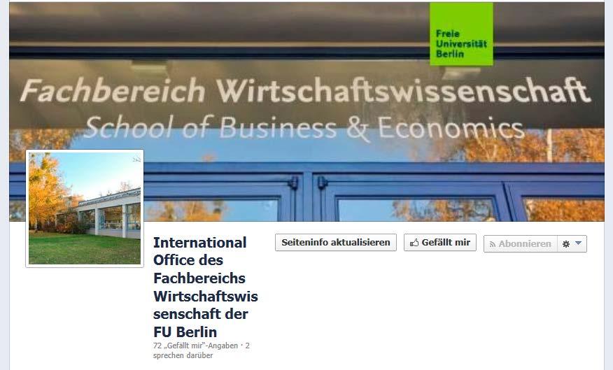 Facebook Facebook-Page of the International Office at the School of Business & Economics at Freie Universität Berlin