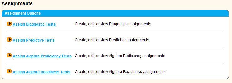 Acuity User s Guide Page 25 of 80 Chapter 5: Assigning Assessments In this chapter, we will walk through how to schedule test sessions, assign tests to students, and view/print assessment materials.