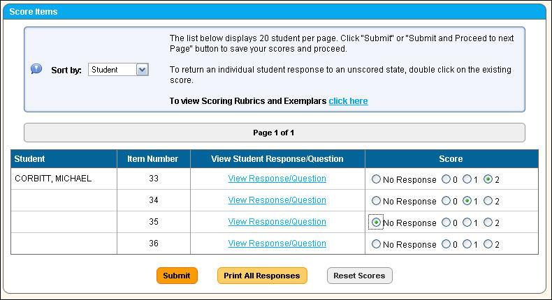 Click the Score link for the corresponding Assignment name. 2. Enter Search filters. a.