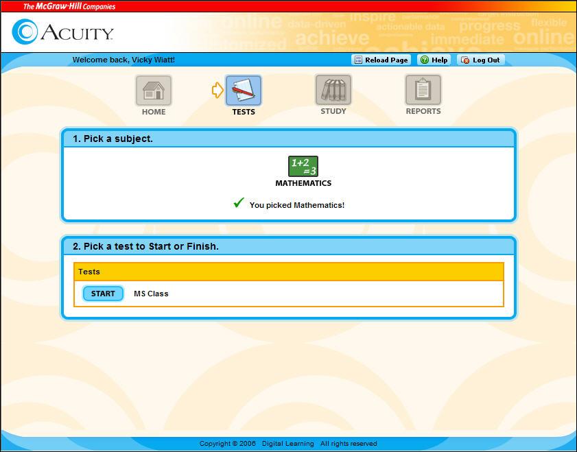 Acuity User s Guide Page 73 of 80 Upon
