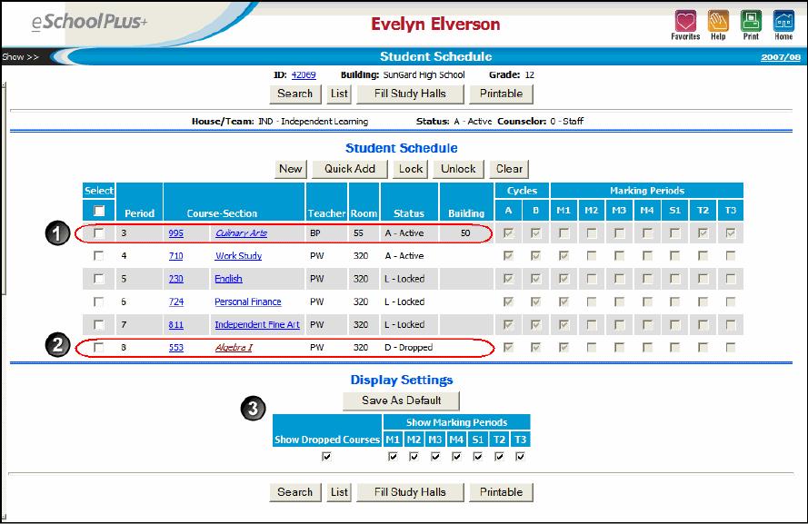 eschoolplus Delete a course by entering a check in the Select box for the course, then clicking Clear.