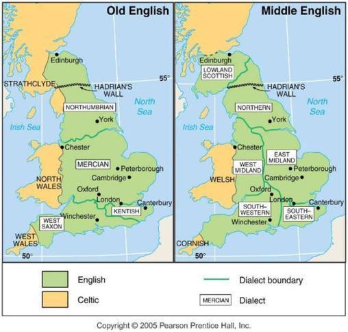 Old and Middle English Dialects The main dialect regions of Old English before the