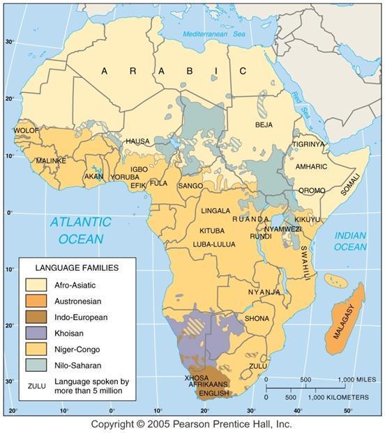 Language Families of Africa The 1,000 or more languages of Africa are divided