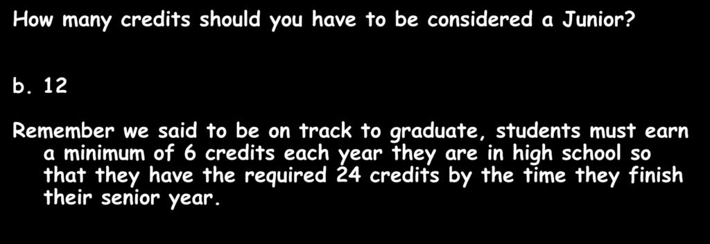 2. Current Credits: How many credits should you have to be